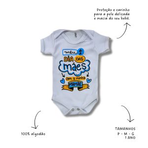BODY DIA DAS MÃES BRANCO COM AZUL