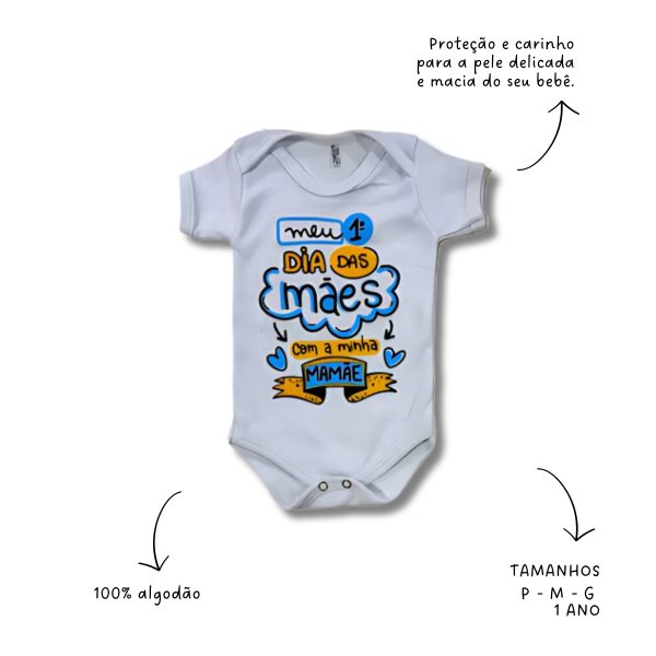 BODY DIA DAS MÃES BRANCO COM AZUL