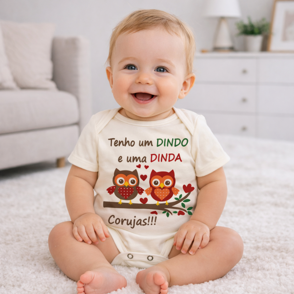 Body Dindo e Dinda Corujas Branco - Imagem 2