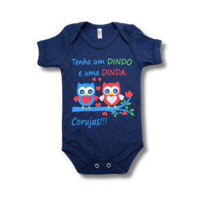 Body Dindo e Dinda Corujas Azul