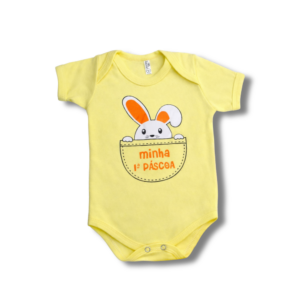 Body Coelho Minha Primeira Páscoa Amarelo