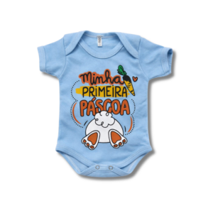 Body Minha Primeira Páscoa Pata Coelho Azul