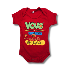 Body Vovo Amor de Mãe em Dobro Vermelho Unissex