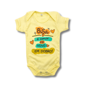 Body Bisa Amor de Vovó em Dobro Amarelo Unissex