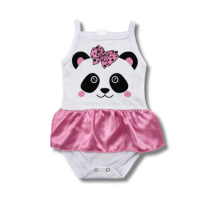 Body Saia Alça Panda Rosto
