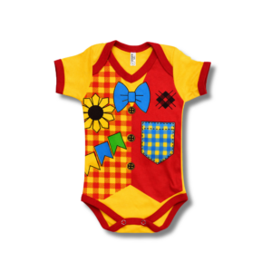 Body Amarelo e Vermelho Festa Junina