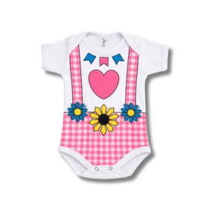 Body Coração Rosa Festa Junina